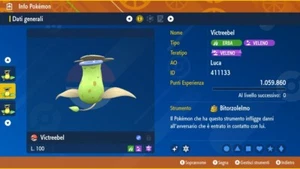 Victreebel Shiny 6IV Battle Ready Pokemon Scarlatto, Violetto Scarlet, Violet - Picture 1 of 2