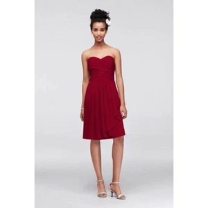 David's Bridal Sweetheart Crinkle Chiffon Bridesmaid Prom Dress, Women's 8 - Picture 1 of 7