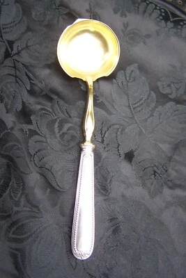 Ancienne Cuillère à Sauce Saucière Argent Massif Minerve 1er Titre Vermeil Perlé - Photo 1/4