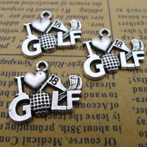 Dijes de golf a granel 100 piezas I Love hágalo usted mismo colgante de plata antigua para hacer joyas - Imagen 1 de 3