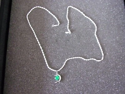 catenina in argento 925 con pendente in giada verde..........9 - Immagine 1 di 2