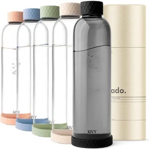 KIVY 32 oz Glass Water Bottle with Silicone Sleeve - BPA free Glass Water Bot... - Picture 1 of 6