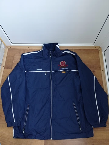vintage Calgary Flames Hockey NHL mens jacket L black 80s 90s fullzip Usa Cover