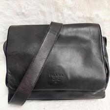 Prada Messenger Bag Shoulder All Leather Embossed Brown japan