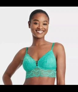 Women's Longline Lace Bralette - Auden XS Green - Picture 1 of 5
