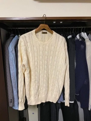 Suéter Loro Piana Crema Tejido con Cable - Cuello Redondo, Lujoso, Foto 1 de 4
