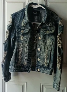 DAZL Girls Distressed Jean Jacket- Size M - Picture 1 of 4