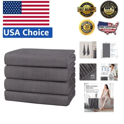 Paquete de 4 toallas de baño versátiles de microfibra - tamaño familiar, lavables a máquina grises Foto 1 de 4