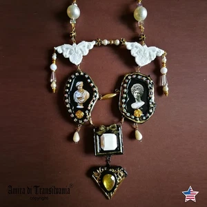 Baroque Jewelry Necklace Pendant Luxury Chunky Antique Statue Roman Mythology - Picture 1 of 24