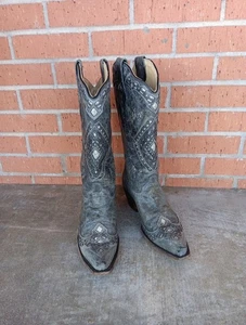 Corral Boots Womens Gray Silver Glitter Inlay Western Boot Sz 8 M. NICE! - Picture 1 of 6