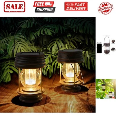 Solar Lantern Outdoor Waterproof Hanging Solar Garden Lights - 2 Pack Solar P... - Image 1 of 4