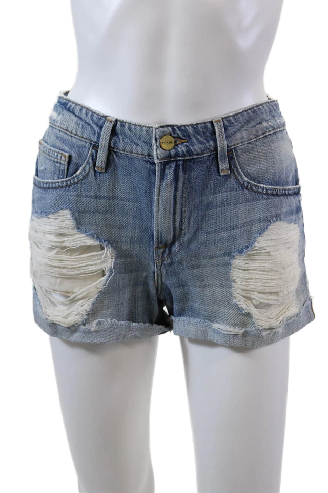 Женские джинсовые шорты в рамке на молнии Fly Le Grand Garcon синие размер 25 - Изображение 1 из 4