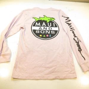MAUI AND SONS SHARK SURF SURFER LONG SLEEVE T SHIRT Mens S Pink - Picture 1 of 5
