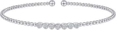 Brazalete brazalete ajustable con cuentas de diamantes naturales de 1/7 quilates de plata de ley 925 Foto 1 de 2