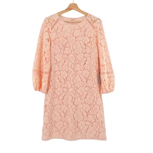 Vince Camuto Spitze A-Linie Langarm Blush Pink Floral  - Bild 1 von 7