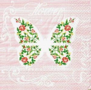 2 x Single Lunch Paper Napkins Decoupage Crafting Table/ Butterfly Flowers 63 - Picture 1 of 2