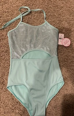 NUEVO CON ETIQUETAS JUSTICE Niña Unicornio Sirena Metálico Corte Una Pieza Traje de Baño Talla 7 Foto 1 de 2