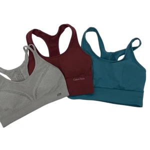 Calvin Klein Apana Marika Racerback Sports Bra Lot Of 3 Bundle Multicolor Small - Picture 1 of 5