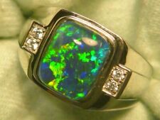 Mens Opal Ring Sterling Silver Natural Opal Triplet 10 x 8mm  Rect item 190590.