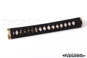 real leather ito brass fittings Tsuka Handle 26cm for Katana sword Real Rayskin  - Picture 1 of 5