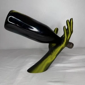 Hand Wein Flaschenhalter 12" Gold Schwarz Display Bar Regal Dekor Einzigartiges Geschenk - Bild 1 von 8