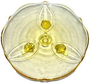 Lancaster Glass Jubilee Amarillo Depresión Vidrio 3 Dedos Pastel Plato Soporte 10 1/4" - Imagen 1 de 3