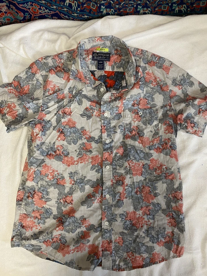 American Rag Shirt Adult Large Slim Fit Floral Short Sleeve Button Up Beach Mens - Image 1 of 4