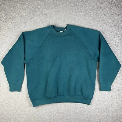 Sudadera Vintage Años 90 Fruit Of The Loom Verde Azulado Cuello Redondo Talla XL Damas Hecha en EE. UU. Foto 1 de 4
