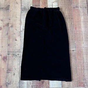 Jessica McClintock vintage 90's black velvet midi skirt with slit women's 8 - Picture 1 of 8
