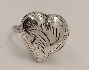 Sterling Silver Heart Locket Ring Size 9 - Picture 1 of 7