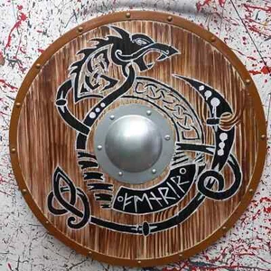24'' Medieval Wooden Dragon Viking Authentic Battle Warrior Handmade Shield - Picture 1 of 6