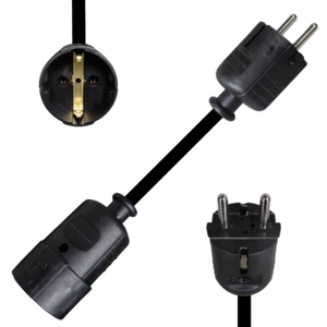 Stromkabel 20cm - 140cm Verlängerung Schuko Schutzkontakt Stecker Gerade 1,5mm² - Picture 1 of 9