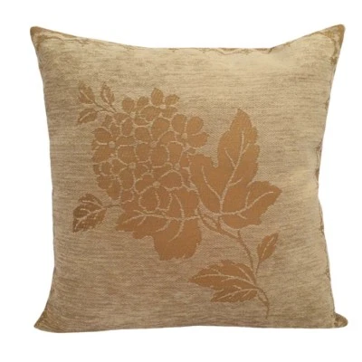 Chenille Floral Pattern 18"x18" Beige Decorative/Throw Pillow Case/Cushion Cover - Image 1 of 4
