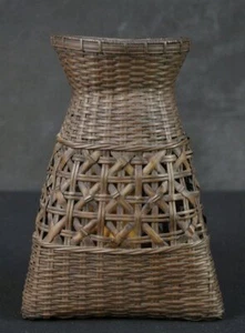 Jarrón de pared de cobre tejido bellas artes Japón Ikebana 1900 Hana-Kago - Imagen 1 de 9