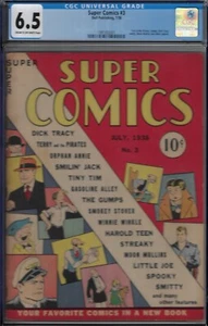 SUPER COMICS # 3 -CGC 6.5 FINE++ 1938 -DELL PLATINUM /GOLD COMIC-RARE - Picture 1 of 2