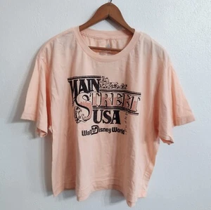 NWT Disney Parks Main Street USA Walt Disney World Peach Cropped T Shirt XL - Picture 1 of 5