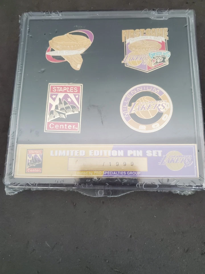 LA Lakers/Staples Center 1999 4 Pin Set Limited Edition 631/1999 New in Box - Image 1 of 1