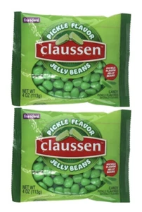 (2) Frankford Claussen 4 oz PICKLE FLAVOR Jelly Beans Easter Basket *BB 11/2025* - Picture 1 of 2