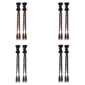 2Pcs Double Ponytail Black Bowknot Ponytail Ballet Style Twist Braid Wig Daily - Picture 1 of 16