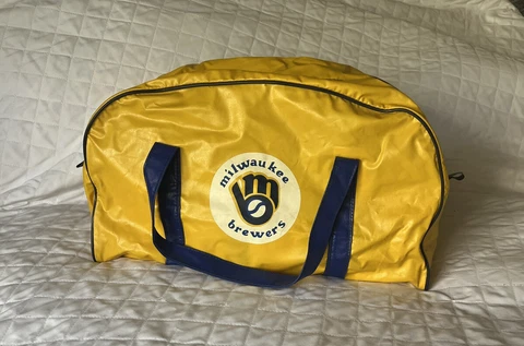 RARE Vtg Milwaukee Brewers Pepsi Promo  Duffel Bag Yellow Blue 1980s Baseball Cover