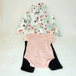 Carter's Baby Mädchen Fleece Hoodie Body Jeggings Jeans 3-teiliges Set 9 Monate Neu mit Etikett - Bild 1 von 5