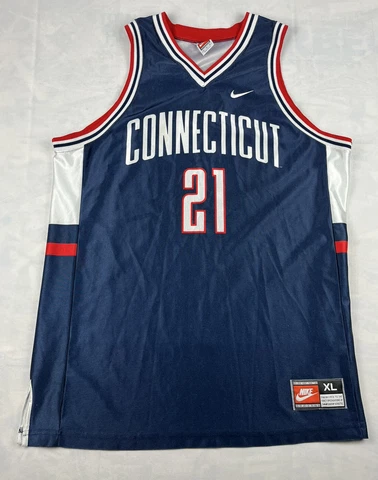 Vintage Nike Ricky Moore #21 UConn Connecticut Huskies Basketball Jersey Size XL Cover