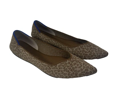 Zapatos planos de ballet Rothy’s The Point Driftwood Spot para mujer 12 marrón leopardo Foto 1 de 4