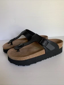 Sandalia Tanga BIRKENSTOCK Gizeh Acanalada Negra Birko Flor VEGANA Damas EE. UU. 5/UE 36 - Imagen 1 de 18