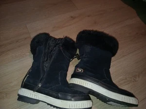 Pajar Waterproof Winter Boots Womens 7-7.5 Greenland Black Leather Side Zip Mid - Picture 1 of 5