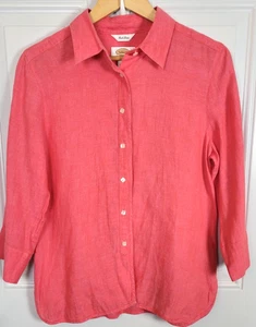 Top Talbots Irlandés Lino Botón Delantero Manga 3/4 Talla 10/Mediano - Imagen 1 de 8