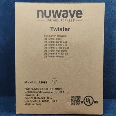 Batidora portátil compacta Nuwave Twister 22093 tazas grandes y pequeñas 2 tapas nueva en caja Foto 1 de 4