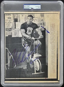Mike Tyson Signed 1987 Type 3 Photograph PSA/DNA Working The Bike - Picture 1 of 3