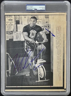 Mike Tyson Signed 1987 Type 3 Photograph PSA/DNA Working The Bike - Image 1 of 3