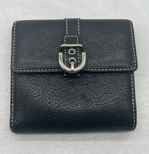 Vintage Coach Black Leather Bi-fold Wallet Y2K 5” x 4” - Picture 1 of 5